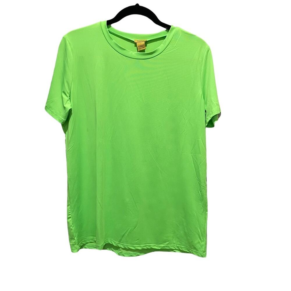 Daisy Neon Green Short Sleeve Tee Shirt Women’s Size Large NWT Stretch Casual